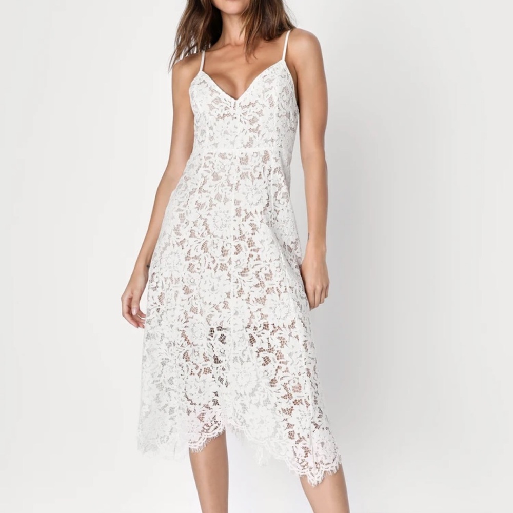 Lulus one wish lace midi dress